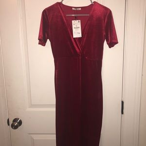 Red Velvet Midi Dress
